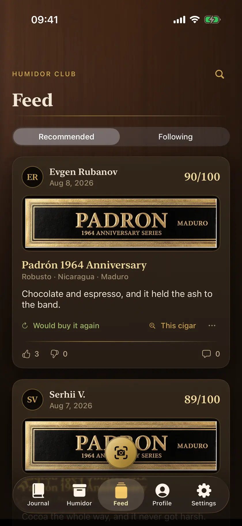 Ligero feed: published reviews with the cigar band, the score and the verdict